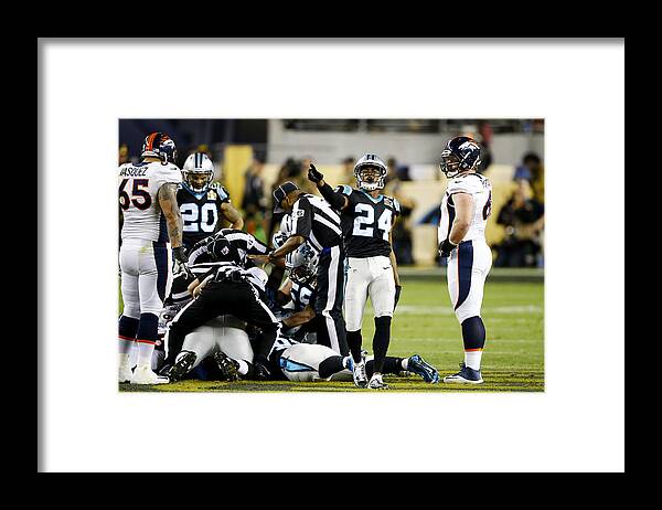 Levi's Framed Print featuring the photograph Super Bowl 50 - Carolina Panthers v Denver Broncos #10 by Al Bello