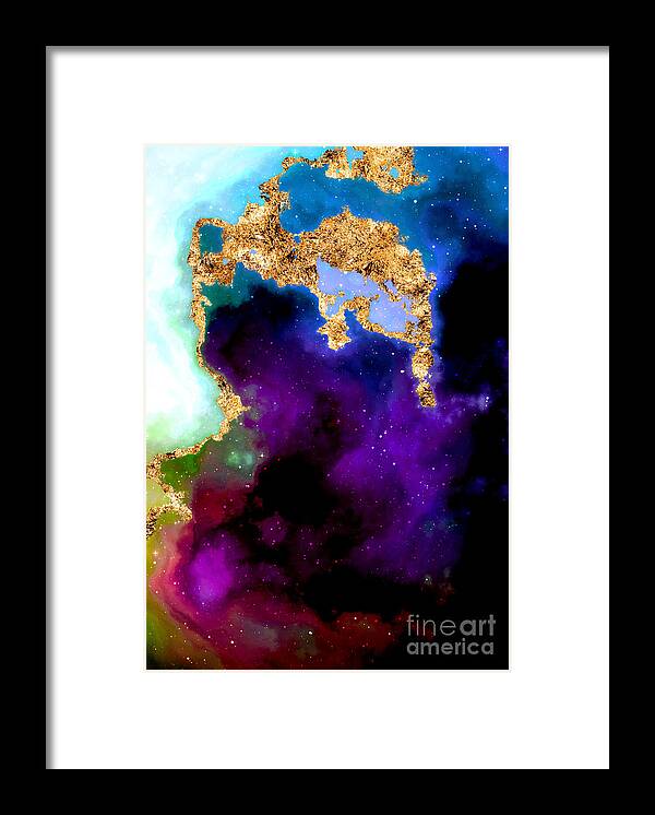 Holyrockarts Framed Print featuring the mixed media 100 Starry Nebulas in Space Abstract Digital Painting 003 by Holy Rock Design