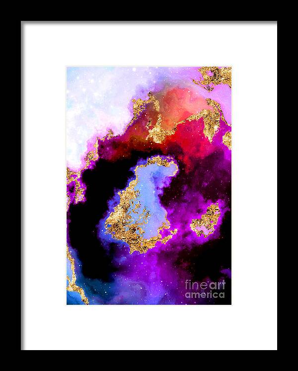 Holyrockarts Framed Print featuring the mixed media 100 Starry Nebulas in Space Abstract Digital Painting 005 by Holy Rock Design
