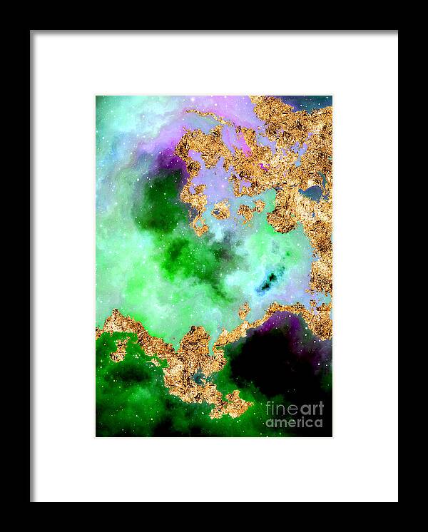 Holyrockarts Framed Print featuring the mixed media 100 Starry Nebulas in Space Abstract Digital Painting 042 by Holy Rock Design