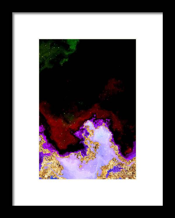 Holyrockarts Framed Print featuring the mixed media 100 Starry Nebulas in Space Abstract Digital Painting 063 by Holy Rock Design