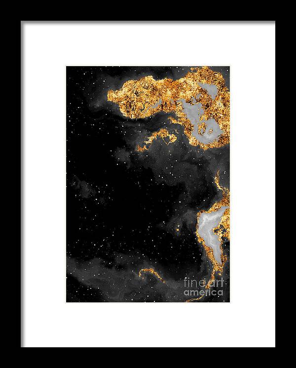 Holyrockarts Framed Print featuring the mixed media 100 Starry Nebulas in Space Black and White Abstract Digital Painting 024 by Holy Rock Design