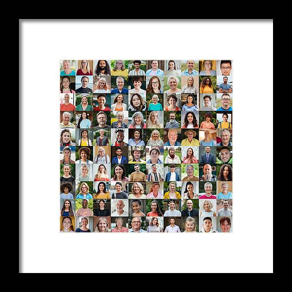 Diversity Framed Print featuring the photograph 100 Unique Faces Collage by SolStock