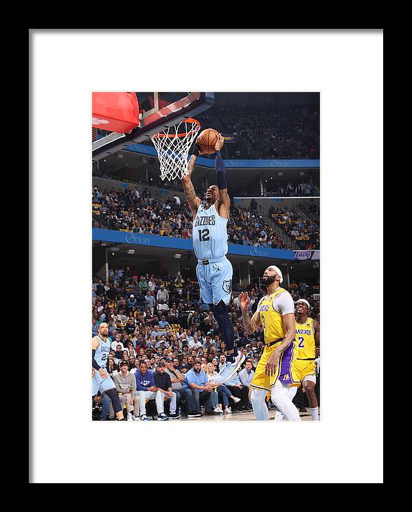 Ja Morant Framed Print featuring the photograph 2023 NBA Playoffs - Los Angeles Lakers v Memphis Grizzlies #11 by Joe Murphy