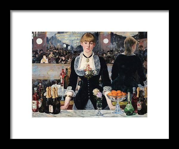 Impressionism Framed Print featuring the painting A Bar at the Folies Bergere by Edouard Manet