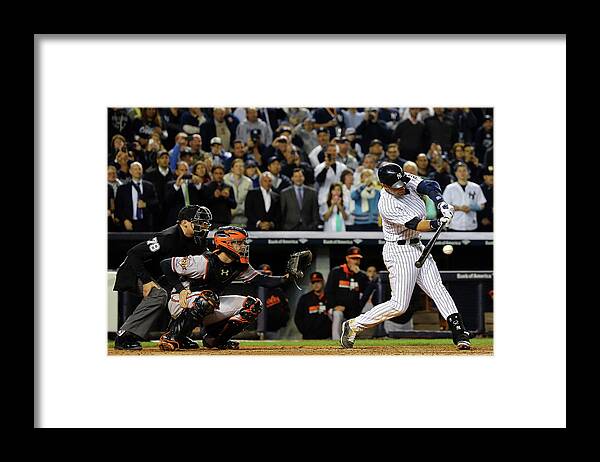 Ninth Inning Framed Print featuring the photograph Derek Jeter #11 by Al Bello
