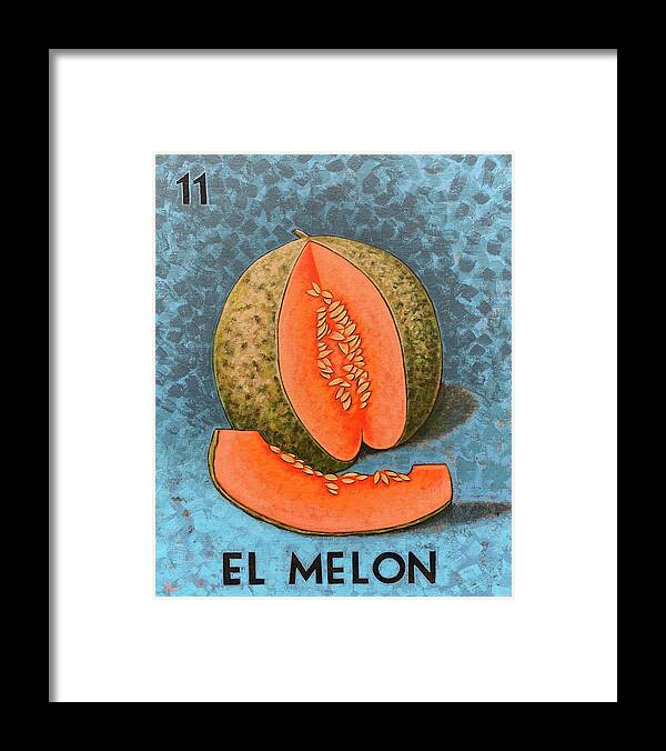 Loteria Framed Print featuring the painting 11 El Melon by Holly Wood
