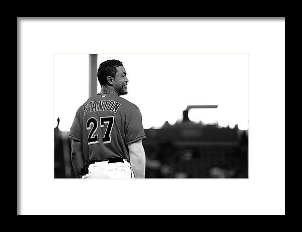 American League Baseball Framed Print featuring the photograph Giancarlo Stanton by Mike Ehrmann