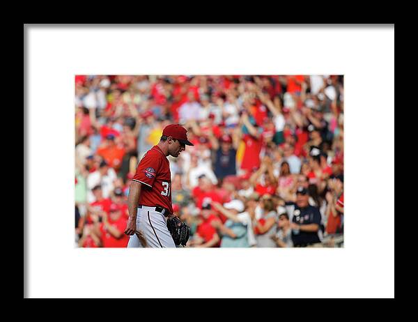 People Framed Print featuring the photograph Max Scherzer #11 by Rob Carr