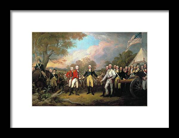 1777 Framed Print featuring the photograph Saratoga - Surrender, 1777 by John Trumbull