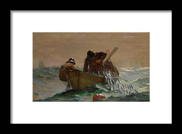 The Herring Net Framed Print featuring the painting The Herring Net #11 by Winslow Homer