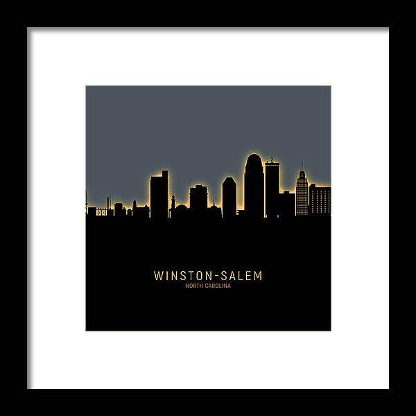 Winston-salem Framed Print featuring the photograph Winston-Salem North Carolina Skyline #11 by Michael Tompsett