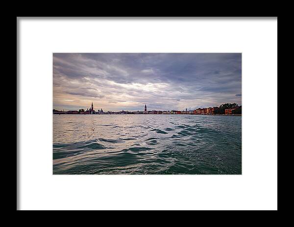 Landscape Framed Print featuring the photograph 120521 - Tramonto nuvoloso in bacino San Marco by Marco Missiaja