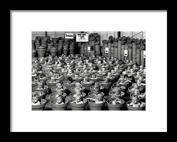 Black & White Framed Print featuring the photograph 123 Pots by Anne Geddes