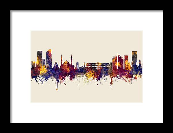 Beirut Framed Print featuring the digital art Beirut Lebanon Skyline #13 by Michael Tompsett