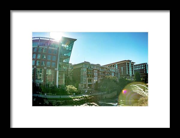 City Framed Print featuring the photograph Greenville South Carolina On Reedy River In Downtown #13 by Alex Grichenko