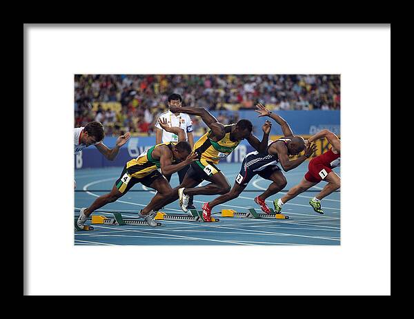 Men's Track Framed Print featuring the photograph 13th IAAF World Athletics Championships Daegu 2011 - Day Two by Chris McGrath