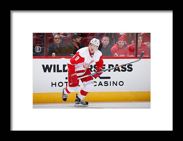 People Framed Print featuring the photograph Detroit Red Wings v Arizona Coyotes #14 by Christian Petersen