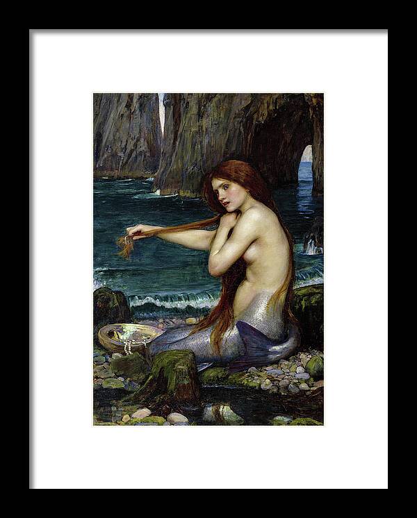Mermaid Framed Print featuring the painting A Mermaid by John William Waterhouse Mermaid Framed Print featuring the painting A Mermaid by John William Waterhouse
