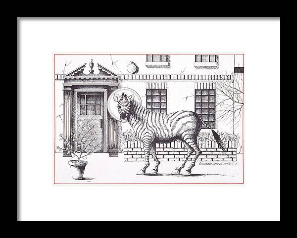 Drawing Framed Print featuring the drawing 16th Street Zebra NYC by William Hart McNichols