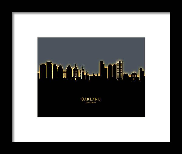 Oakland Framed Print featuring the digital art Oakland California Skyline #17 by Michael Tompsett