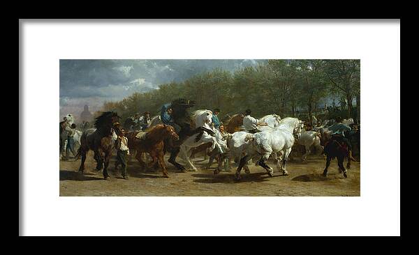 The Horse Fair Framed Print featuring the painting The Horse Fair by Rosa Bonheur