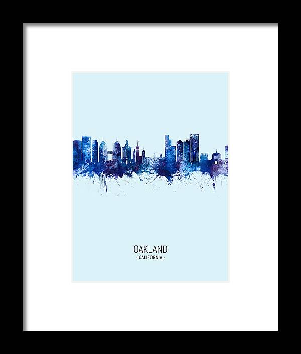 Oakland Framed Print featuring the digital art Oakland California Skyline #18 by Michael Tompsett