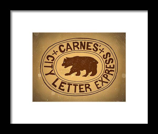 Cinderellas Framed Print featuring the digital art 1863 - Carnes City Letter Express - Sahara Edition - Mail Art Post by Fred Larucci