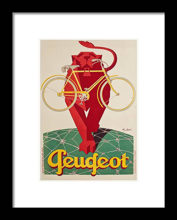 Peugeot Framed Print featuring the photograph 1940s Peugeot bicycle advertisement by Retrographs
