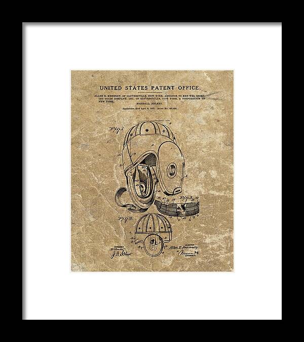 Football Helmet Patent Framed Print featuring the drawing 1927 Football Helmet Patent by Dan Sproul