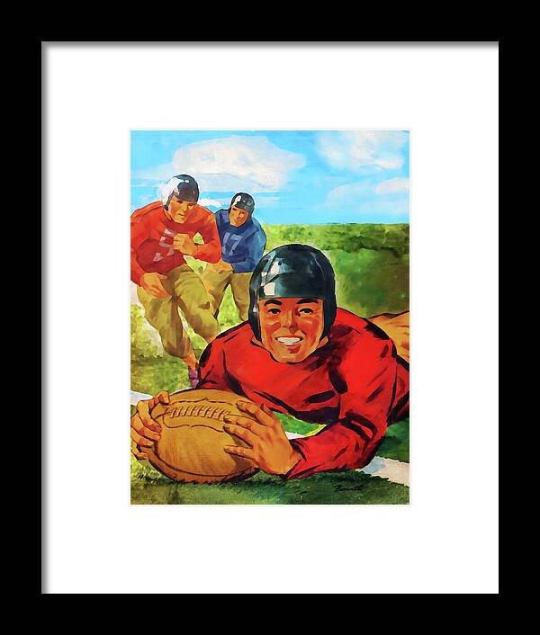 Football Framed Print featuring the mixed media 1945 Vintage Football Art by Row One Brand