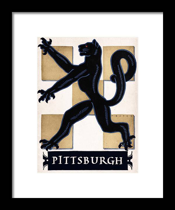 1949 Framed Print featuring the mixed media 1949 Vintage Pittsburgh Panther Art by Row One Brand