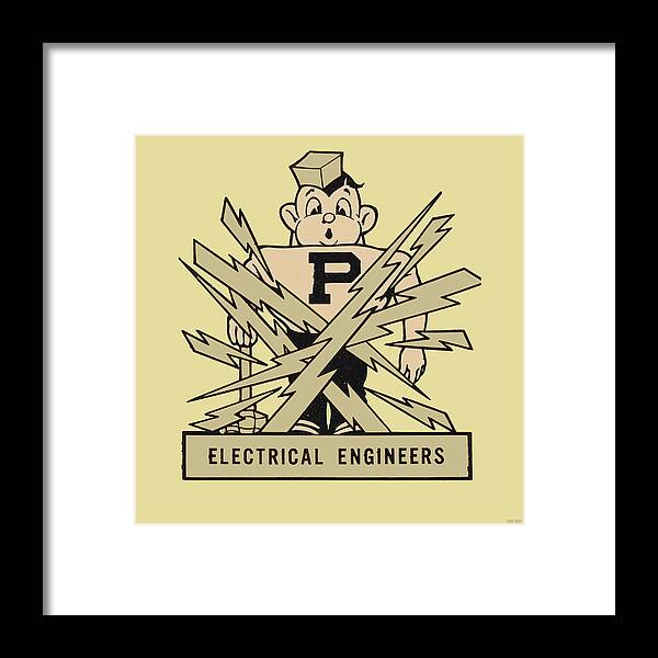 Purdue Framed Print featuring the mixed media 1950's Purdue Electrical Engineers by Row One Brand