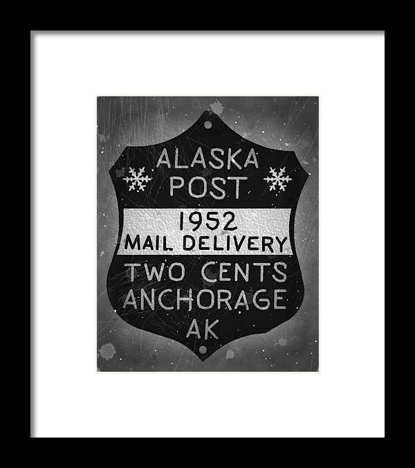 Dispatch Framed Print featuring the digital art 1952 Union PO - Anchorage Alaska - 2cts. Local Mail Delivery - Winter Gray - Mail Art Post by Fred Larucci
