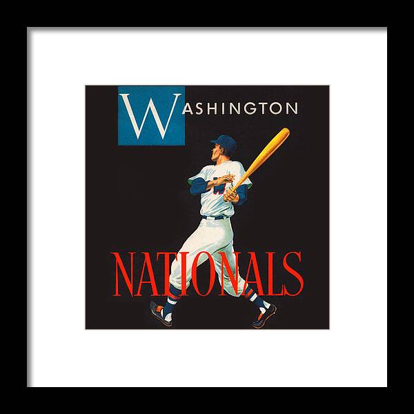 Washington Framed Print featuring the mixed media 1952 Washington Nationals Baseball Art by Row One Brand