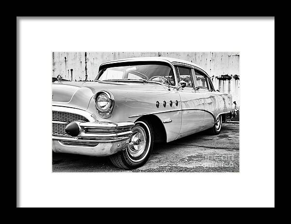 Buick Roadmaster Framed Print featuring the photograph 1955 Buick Roadmaster Monochrome by Tim Gainey