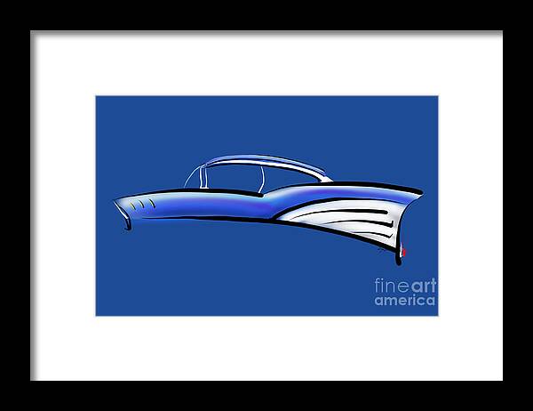1957 Framed Print featuring the digital art 1957 Chevy Bel Air sketch by Doug Gist