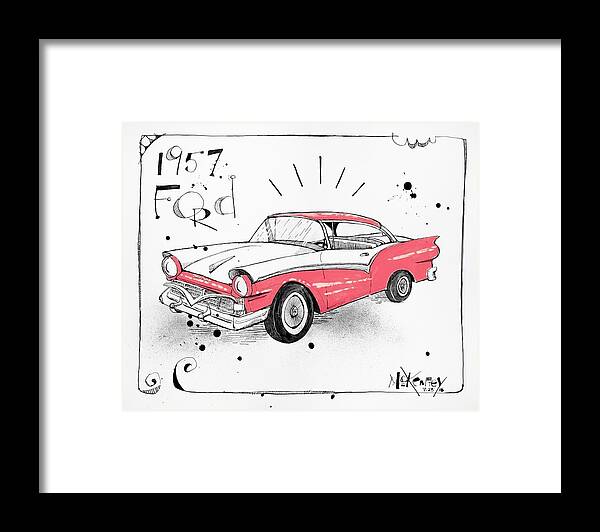  Framed Print featuring the drawing 1957 Ford by Phil Mckenney