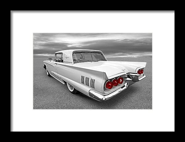 Ford Thunderbird Framed Print featuring the photograph 1960 Ford Thunderbird Rear BW by Gill Billington