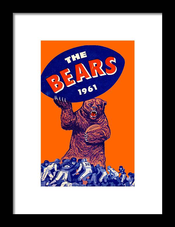 Chicago Framed Print featuring the mixed media 1961 Chicago Bears by Row One Brand