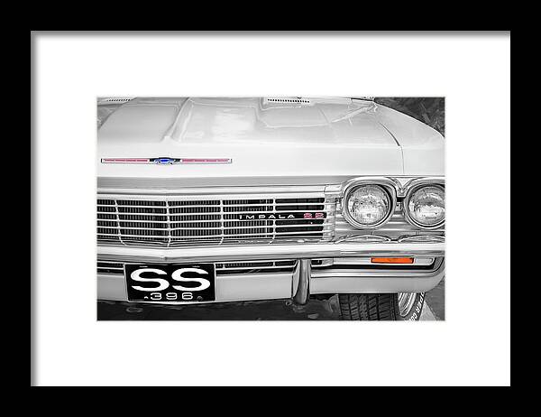 1965 White Chevrolet Impala Ss 396 Framed Print featuring the photograph 1965 White Chevrolet Impala SS 396 X107 by Rich Franco