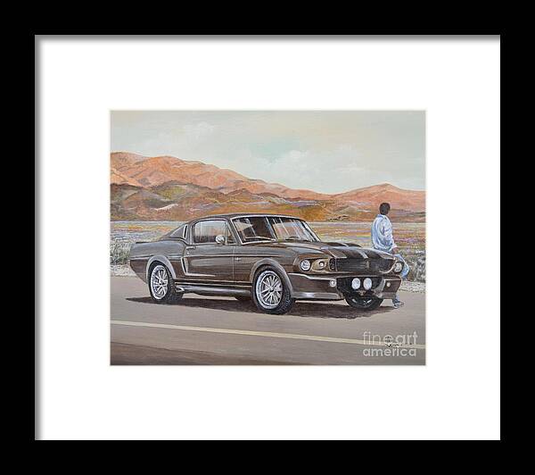 1967 Ford Mustang Fastback Framed Print featuring the painting 1967 Ford Mustang Fastback by Sinisa Saratlic