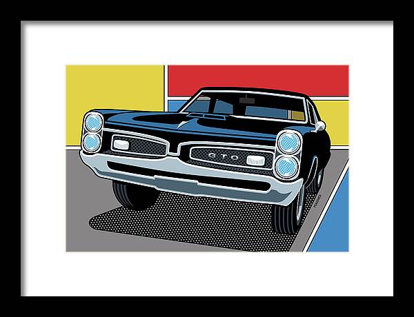Car Art Framed Print featuring the digital art 1967 Pontiac GTO by Ron Magnes