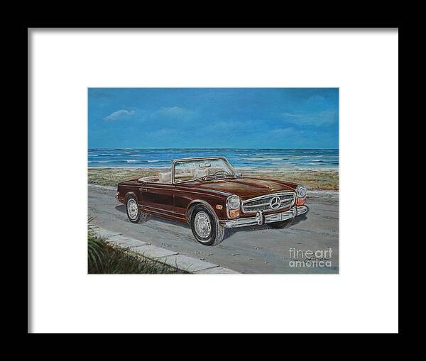 Clasic Cars Paintings Framed Print featuring the painting 1970 Mercedes Benz 280 SL Pagoda by Sinisa Saratlic