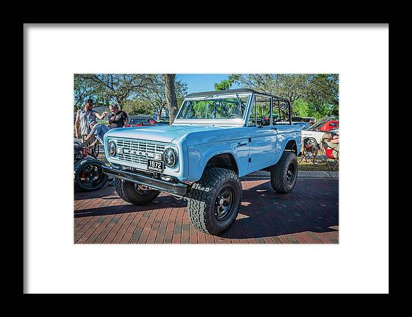 1972 Wind Blue Ford Bronco Framed Print featuring the photograph 1972 Wind Blue Ford Bronco X111 by Rich Franco