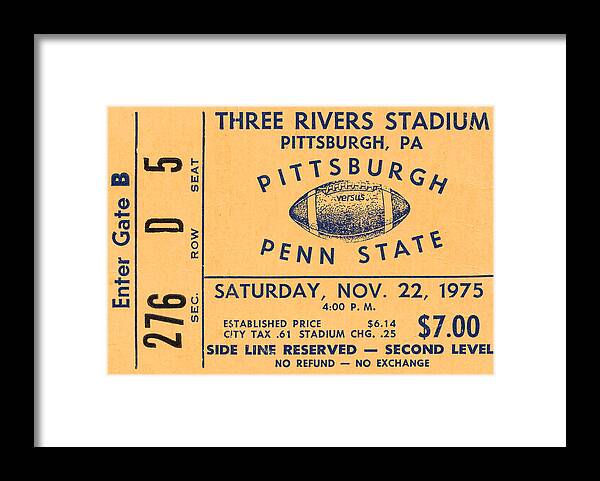 Penn State Framed Print featuring the mixed media 1975 Penn State vs. Pittsburgh by Row One Brand