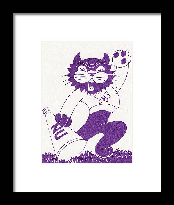 1977 Framed Print featuring the mixed media 1977 Northwestern Wildcat Art by Row One Brand