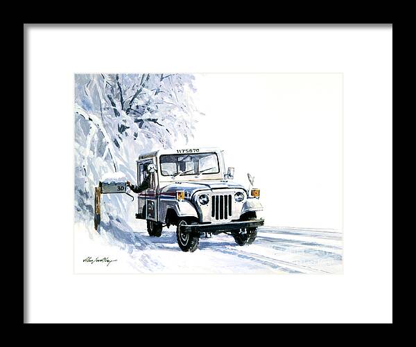 John Swatsley Framed Print featuring the painting 1980s U.S. Postal Service Jeep by John Swatsley