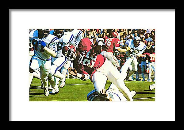 Framed Print featuring the mixed media 1982 Marcus Dupree Art by Row One Brand