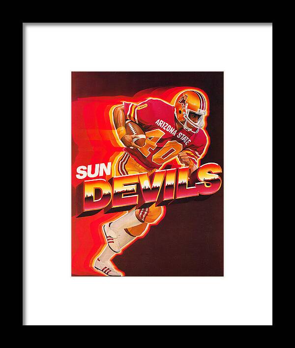 Arizona Framed Print featuring the mixed media 1983 Arizona State Football Art by Row One Brand